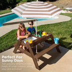 Mesa de picnic 3 en 1 para niños de Best Choice Products, para actividades al aire libre con arena y agua, con sombrilla