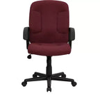 Silla de oficina ejecutiva giratoria de tela de respaldo medio Emma y Oliver con brazos de nylon