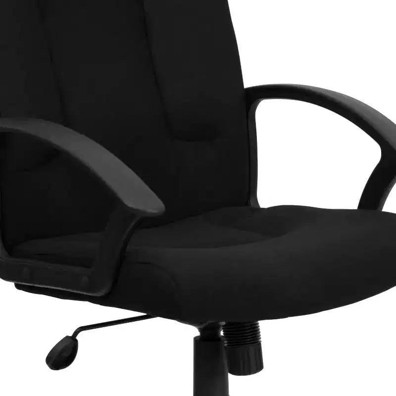Silla de oficina ejecutiva giratoria de tela de respaldo medio Emma y Oliver con brazos de nylon