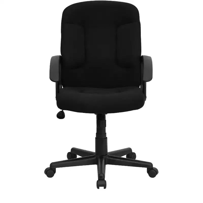 Silla de oficina ejecutiva giratoria de tela de respaldo medio Emma y Oliver con brazos de nylon