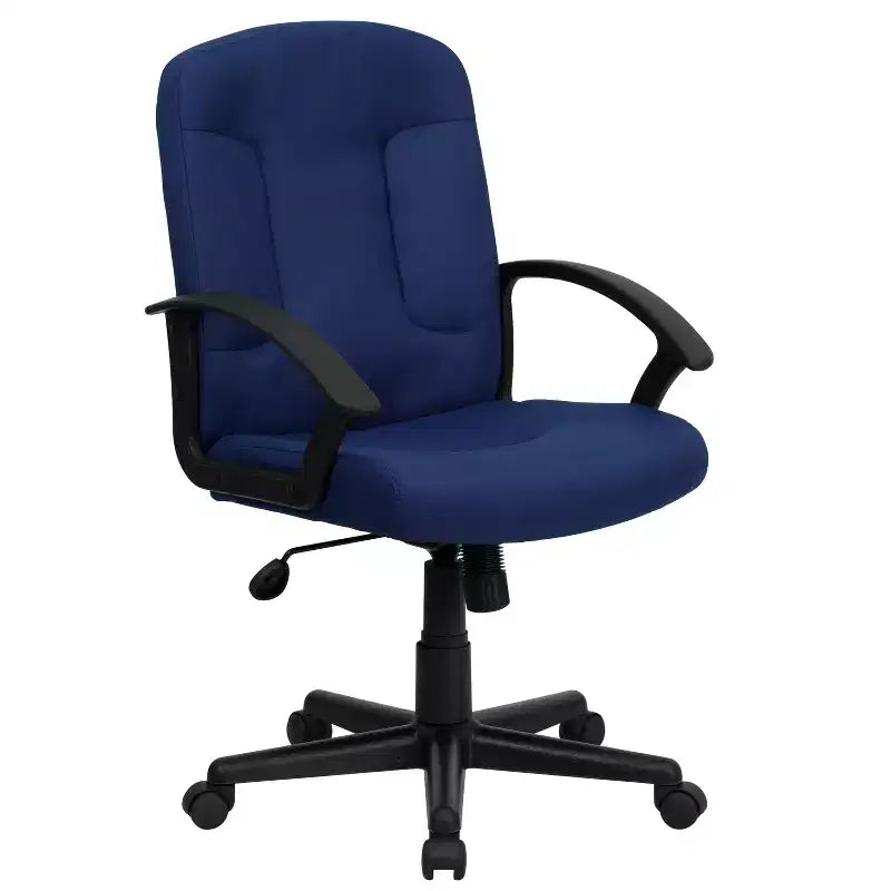 Silla de oficina ejecutiva giratoria de tela de respaldo medio Emma y Oliver con brazos de nylon