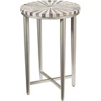 Coast to Coast Accents Hannibal Modern Iron Round Accent Table 14 for Silver Gray Pinwheel Tabletop for Living Room Bedroom Bedside Entryway Office