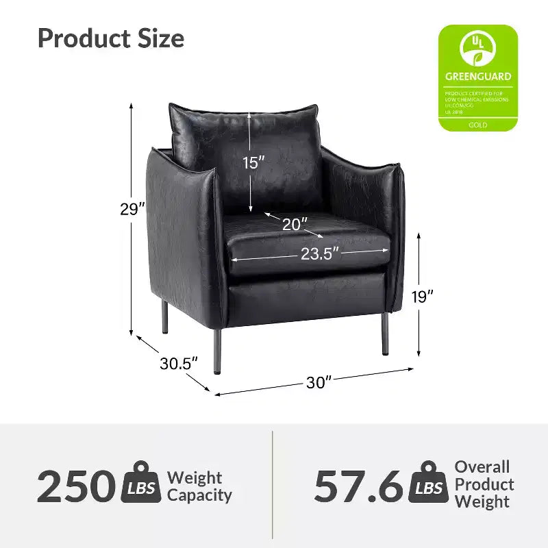 Juego de 2 sillones de cuero vegano con patas de metal Felix Upholstery para sala de estar | KARAT HOME