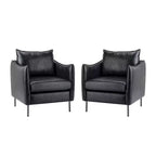 Juego de 2 sillones de cuero vegano con patas de metal Felix Upholstery para sala de estar | KARAT HOME