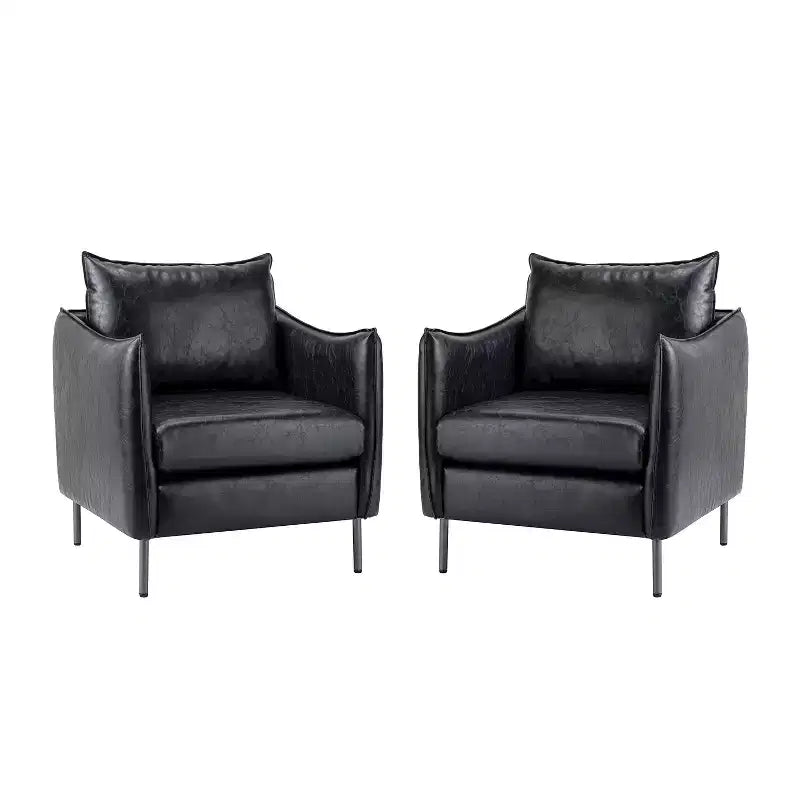Juego de 2 sillones de cuero vegano con patas de metal Felix Upholstery para sala de estar | KARAT HOME