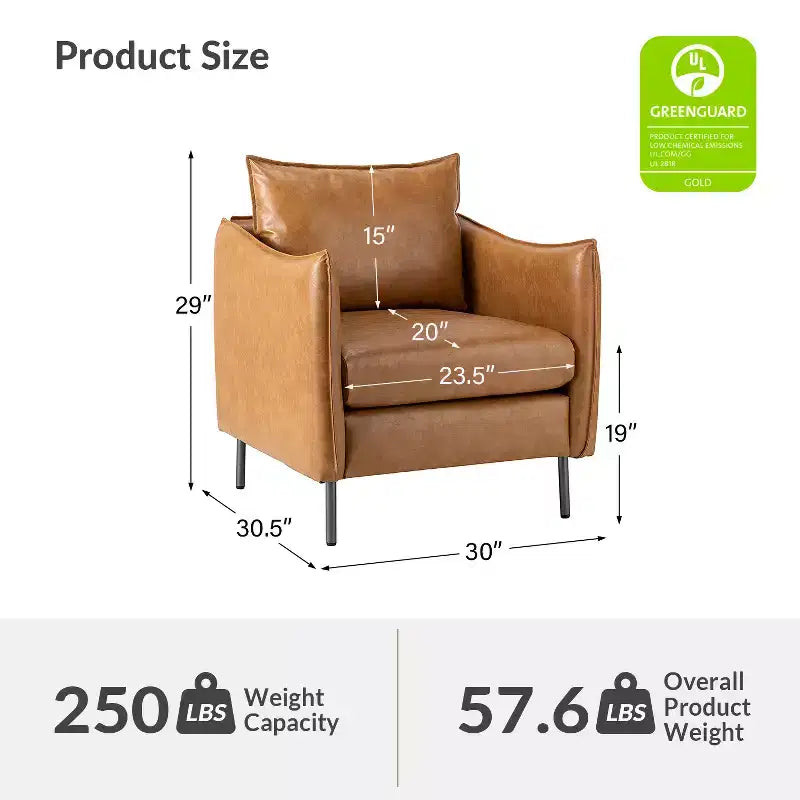 Juego de 2 sillones de cuero vegano con patas de metal Felix Upholstery para sala de estar | KARAT HOME