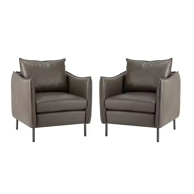 Juego de 2 sillones de cuero vegano con patas de metal Felix Upholstery para sala de estar | KARAT HOME