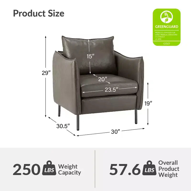 Juego de 2 sillones de cuero vegano con patas de metal Felix Upholstery para sala de estar | KARAT HOME