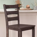 Flash Furniture Liesel - Juego de 2 taburetes de bar comerciales de madera maciza, estilo clásico, con respaldo de escalera, altura de bar