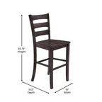 Flash Furniture Liesel - Juego de 2 taburetes de bar comerciales de madera maciza, estilo clásico, con respaldo de escalera, altura de bar