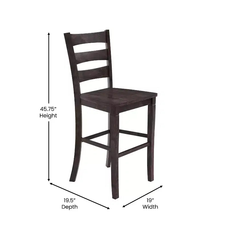 Flash Furniture Liesel - Juego de 2 taburetes de bar comerciales de madera maciza, estilo clásico, con respaldo de escalera, altura de bar