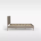 Estructura de cama de plataforma de madera con cabecero en forma de cheurón - eLuxury