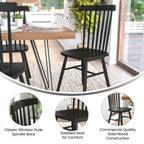 Juego de 2 sillas de comedor Windsor de grado comercial Ingrid de Flash Furniture, sillas de comedor de restaurante de madera maciza sin brazos con respaldo de husillo