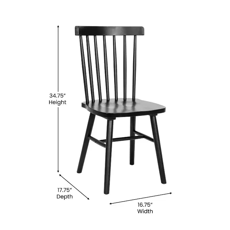 Juego de 2 sillas de comedor Windsor de grado comercial Ingrid de Flash Furniture, sillas de comedor de restaurante de madera maciza sin brazos con respaldo de husillo