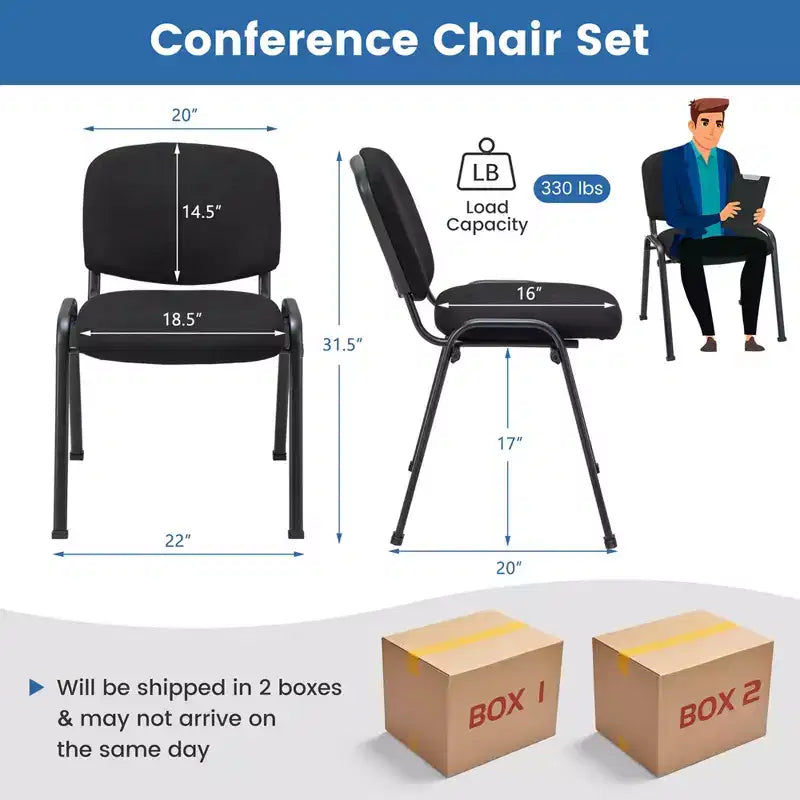 Costway Juego de 10 sillas de oficina para invitados, apilables, para sala de espera o conferencias