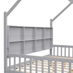 Cama de plataforma de madera con nido y estante - ModernLuxe