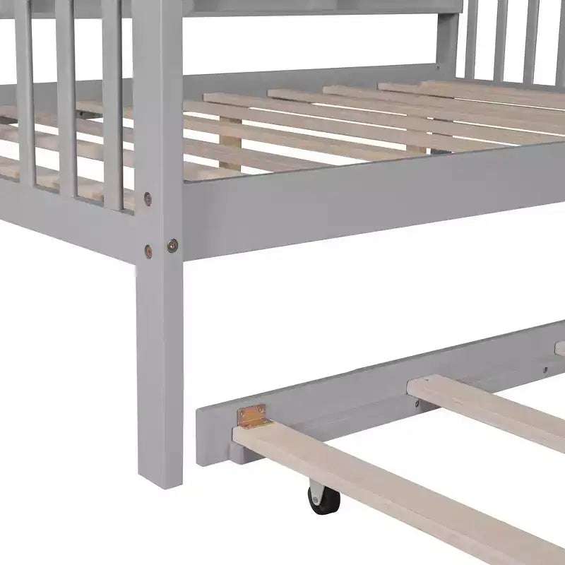 Cama de plataforma de madera con nido y estante - ModernLuxe