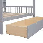 Cama de plataforma de madera con nido y estante - ModernLuxe