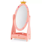 Espejo de cuerpo entero Costway para niños, de pie, de 360 grados, de madera, princesa, almacenamiento, rosa