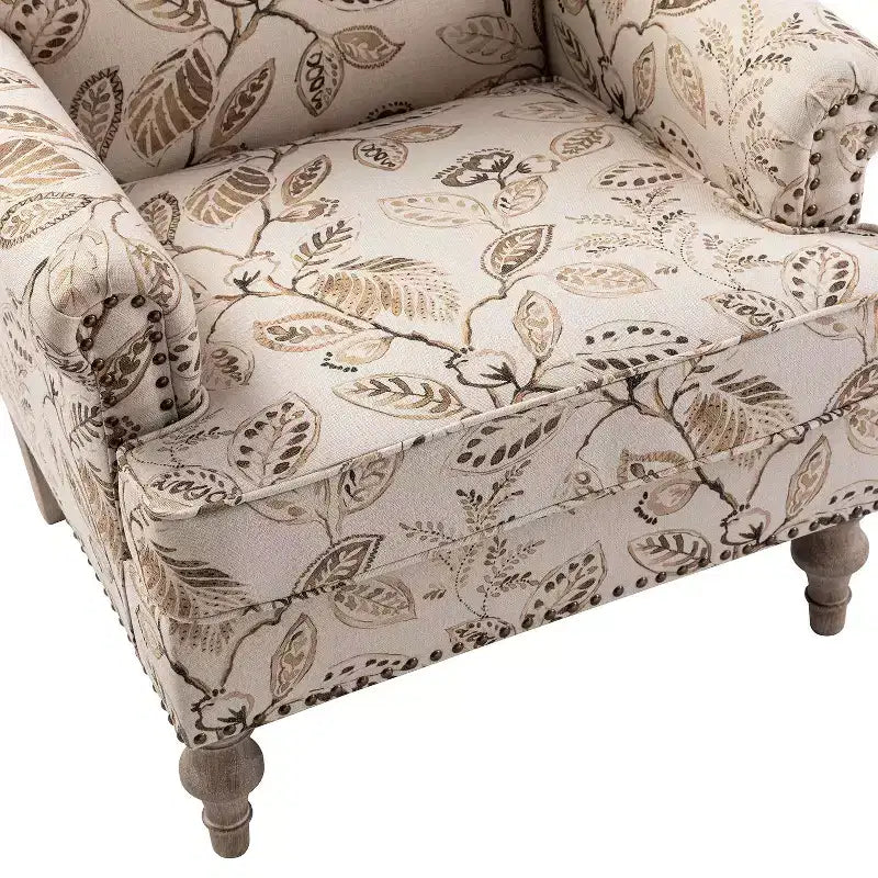 Juego de 2 sillones tapizados de madera Yahweh de estilo de transición con brazos de panel y respaldo curvado para dormitorio | ART OF LIVING DESIGNS