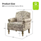 Juego de 2 sillones tapizados de madera Yahweh de estilo de transición con brazos de panel y respaldo curvado para dormitorio | ART OF LIVING DESIGNS