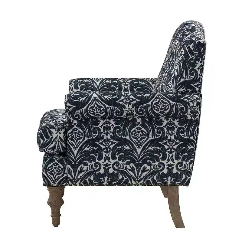 Juego de 2 sillones tapizados de madera Yahweh de estilo de transición con brazos de panel y respaldo curvado para dormitorio | ART OF LIVING DESIGNS