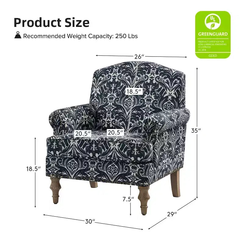 Juego de 2 sillones tapizados de madera Yahweh de estilo de transición con brazos de panel y respaldo curvado para dormitorio | ART OF LIVING DESIGNS