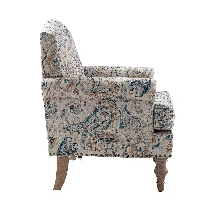 Juego de 2 sillones tapizados de madera Yahweh de estilo de transición con brazos de panel y respaldo curvado para dormitorio | ART OF LIVING DESIGNS