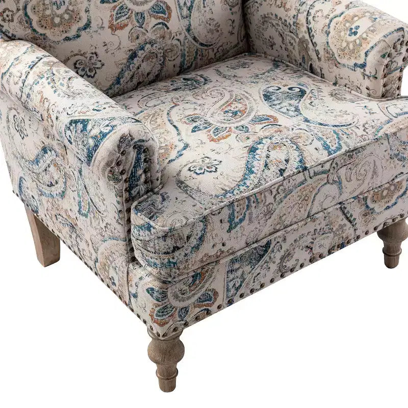 Juego de 2 sillones tapizados de madera Yahweh de estilo de transición con brazos de panel y respaldo curvado para dormitorio | ART OF LIVING DESIGNS