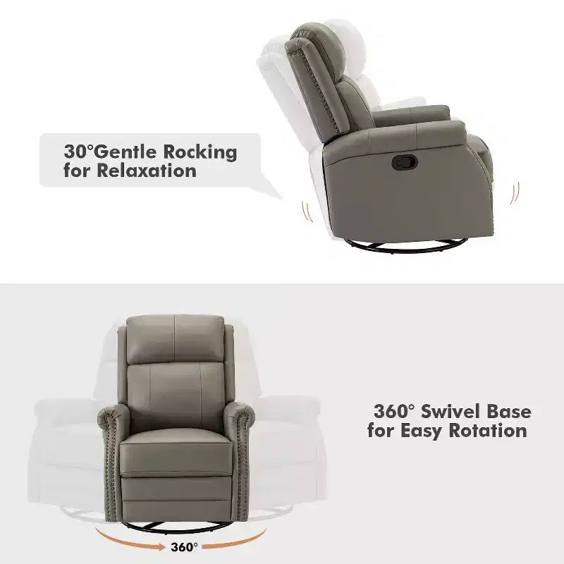 Irene Sofá reclinable manual de cuero genuino de 30.5" de ancho con brazos enrollados, juego de 2 | ART OF LIVING DESIGNS