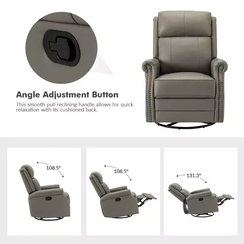 Irene Sofá reclinable manual de cuero genuino de 30.5" de ancho con brazos enrollados, juego de 2 | ART OF LIVING DESIGNS
