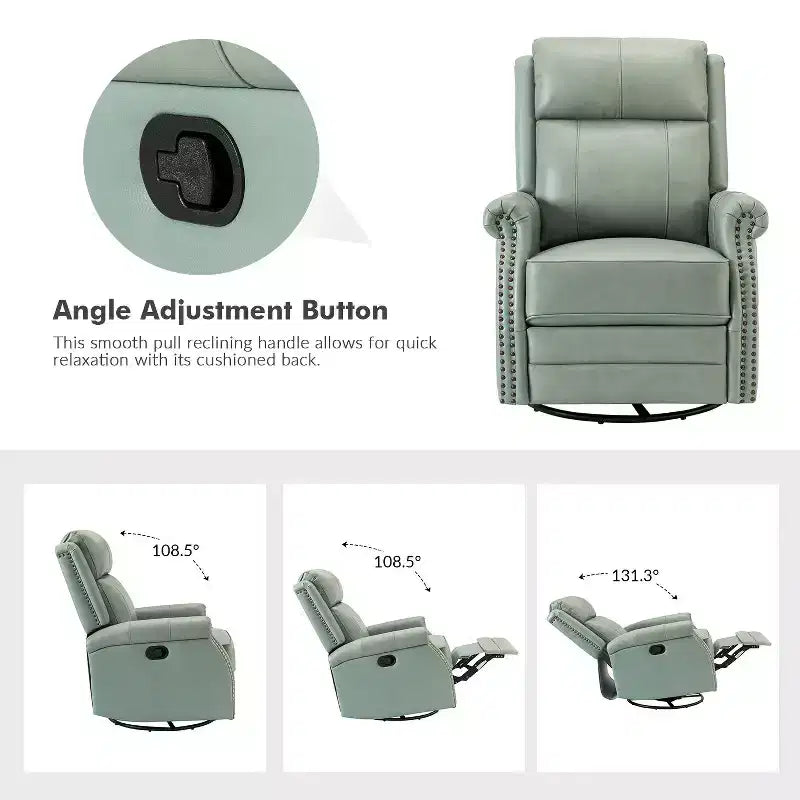 Irene Sofá reclinable manual de cuero genuino de 30.5" de ancho con brazos enrollados, juego de 2 | ART OF LIVING DESIGNS