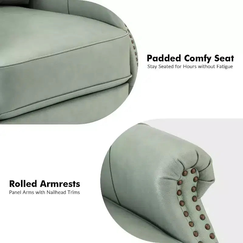 Irene Sofá reclinable manual de cuero genuino de 30.5" de ancho con brazos enrollados, juego de 2 | ART OF LIVING DESIGNS
