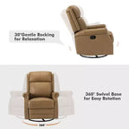 Irene Sofá reclinable manual de cuero genuino de 30.5" de ancho con brazos enrollados, juego de 2 | ART OF LIVING DESIGNS