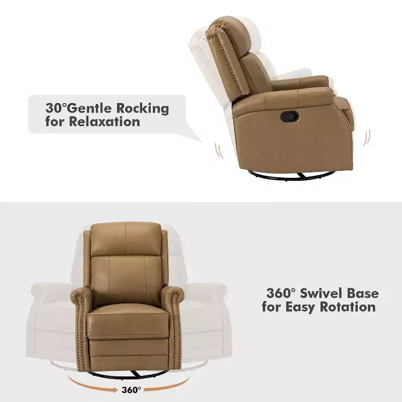Irene Sofá reclinable manual de cuero genuino de 30.5" de ancho con brazos enrollados, juego de 2 | ART OF LIVING DESIGNS