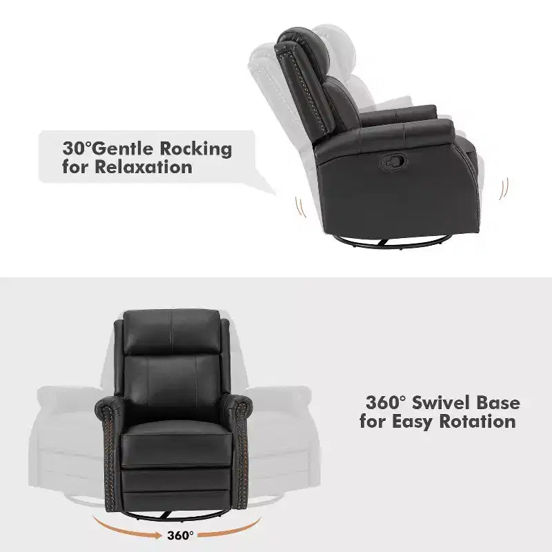 Irene Sofá reclinable manual de cuero genuino de 30.5" de ancho con brazos enrollados, juego de 2 | ART OF LIVING DESIGNS