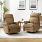 Irene Sofá reclinable manual de cuero genuino de 30.5" de ancho con brazos enrollados, juego de 2 | ART OF LIVING DESIGNS