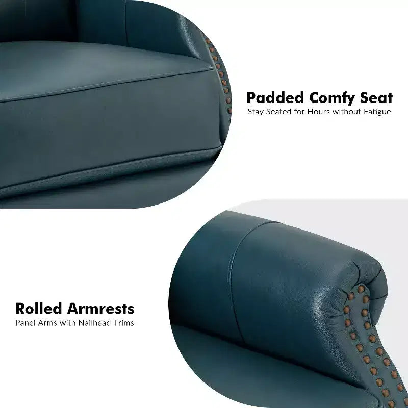 Irene Sofá reclinable manual de cuero genuino de 30.5" de ancho con brazos enrollados, juego de 2 | ART OF LIVING DESIGNS