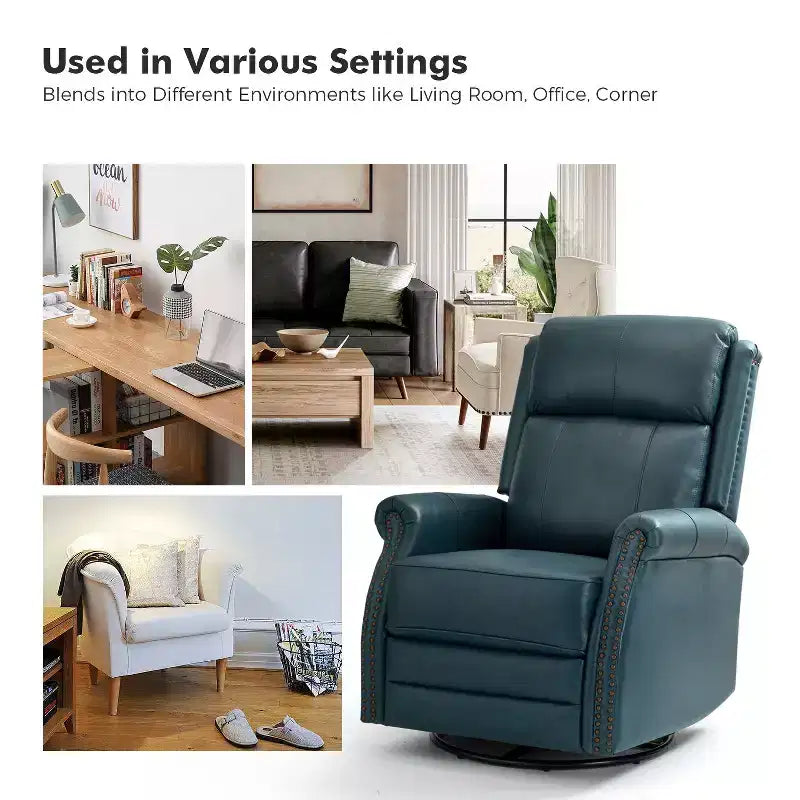 Irene Sofá reclinable manual de cuero genuino de 30.5" de ancho con brazos enrollados, juego de 2 | ART OF LIVING DESIGNS