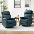 Irene Sofá reclinable manual de cuero genuino de 30.5" de ancho con brazos enrollados, juego de 2 | ART OF LIVING DESIGNS