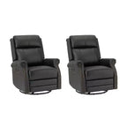 Irene Sofá reclinable manual de cuero genuino de 30.5" de ancho con brazos enrollados, juego de 2 | ART OF LIVING DESIGNS