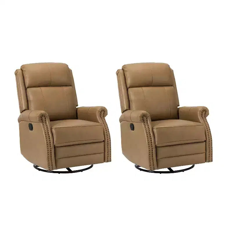 Irene 30.5 Wide Genuine Leather Manual Recliner with Rolled Arms Set of 2| ART OF LIVING DESIGNS