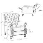 Juego de 2 sillones reclinables de cuero genuino tapizados en madera, modelo Justine Transitional, con ribete de cabeza de clavo para sala de estar y dormitorio | ART OF LIVING DESIGNS
