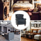 Juego de 2 sillones reclinables de cuero genuino tapizados en madera, modelo Justine Transitional, con ribete de cabeza de clavo para sala de estar y dormitorio | ART OF LIVING DESIGNS