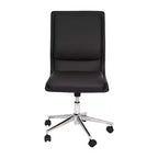 Silla de oficina moderna de piel sintética tapizada Emma y Oliver de respaldo medio con base de 5 radios y ajuste neumático de altura del asiento