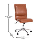 Silla de oficina moderna de piel sintética tapizada Emma y Oliver de respaldo medio con base de 5 radios y ajuste neumático de altura del asiento