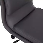 Silla de oficina moderna de piel sintética tapizada Emma y Oliver de respaldo medio con base de 5 radios y ajuste neumático de altura del asiento