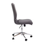 Silla de oficina moderna de piel sintética tapizada Emma y Oliver de respaldo medio con base de 5 radios y ajuste neumático de altura del asiento