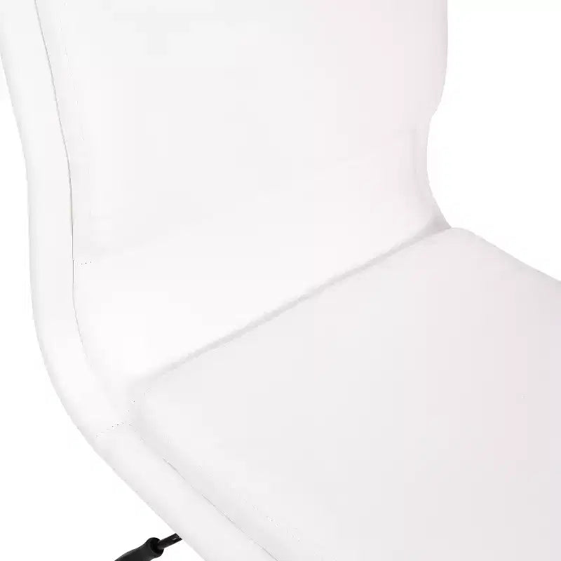 Silla de oficina moderna de piel sintética tapizada Emma y Oliver de respaldo medio con base de 5 radios y ajuste neumático de altura del asiento