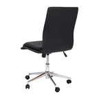 Silla de oficina moderna de piel sintética tapizada Emma y Oliver de respaldo medio con base de 5 radios y ajuste neumático de altura del asiento
